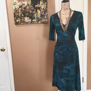 Green and Black Fitted A-Line Dress